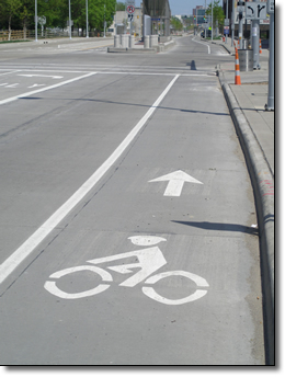 Bike lanes are marked on Euclid Ave. from East 22nd to Adelbert